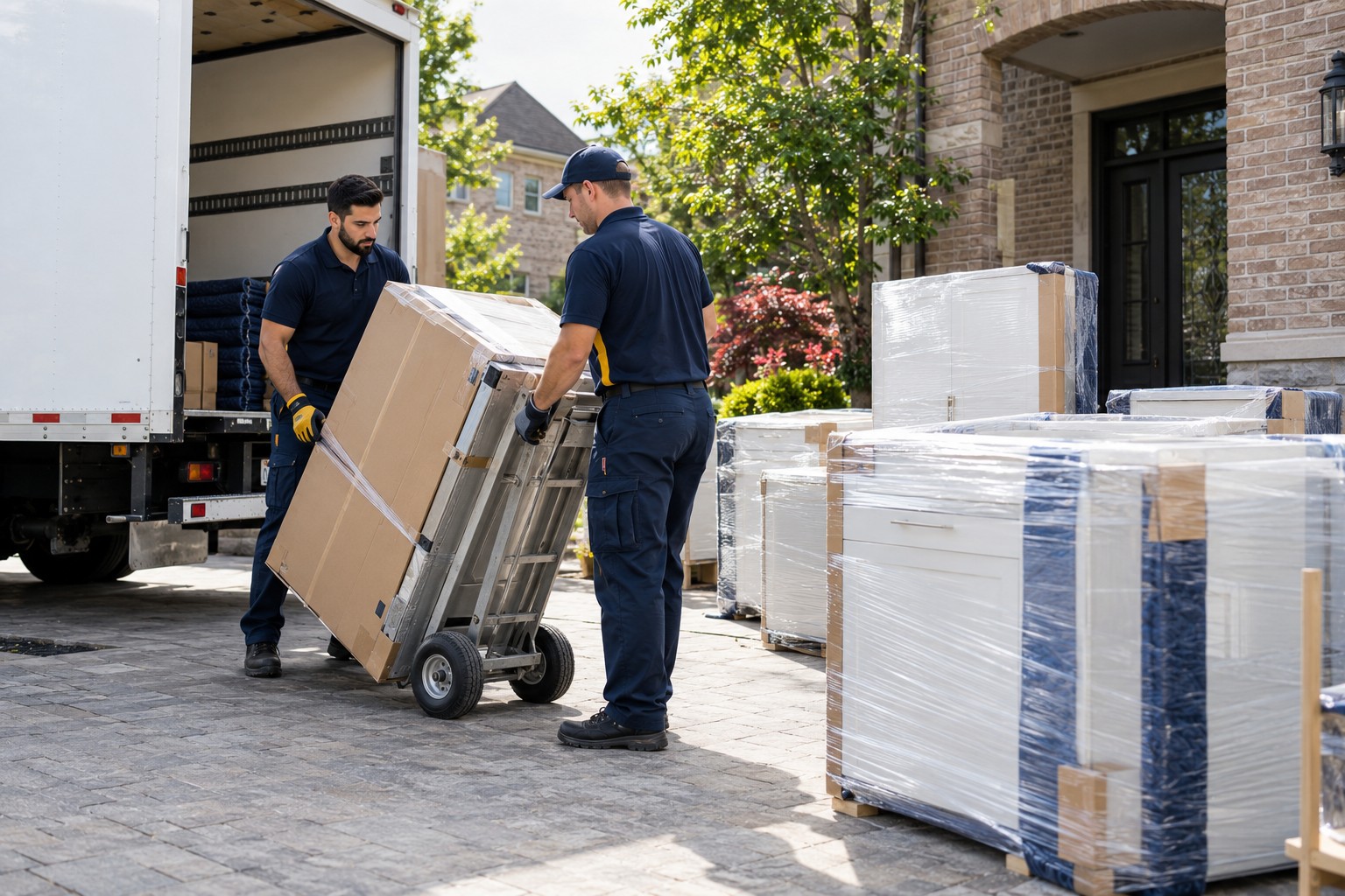 Illustration of careful professional delivery service