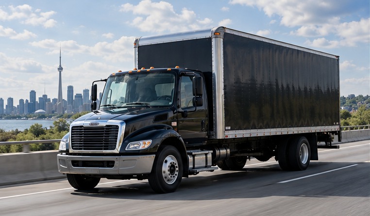 Illustration of a commercial box truck travelling on a highway
